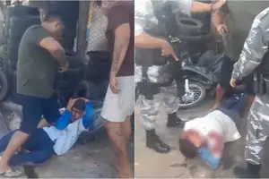 Homem é agredido pela população (Foto: Reprodução)