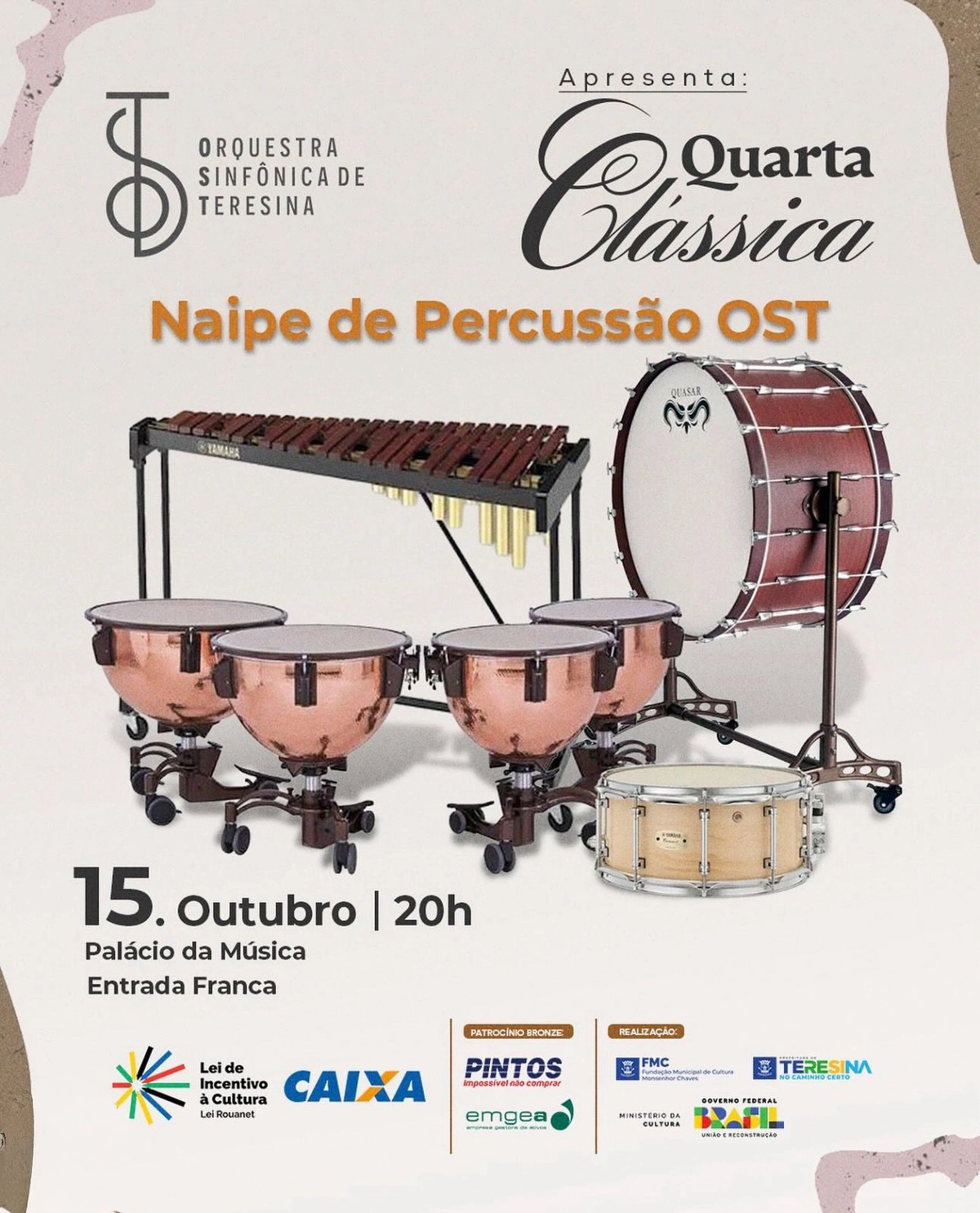 Apresentação gratuita acontece no Palácio da Música, às 20h, e promete ritmo e emoção ao público