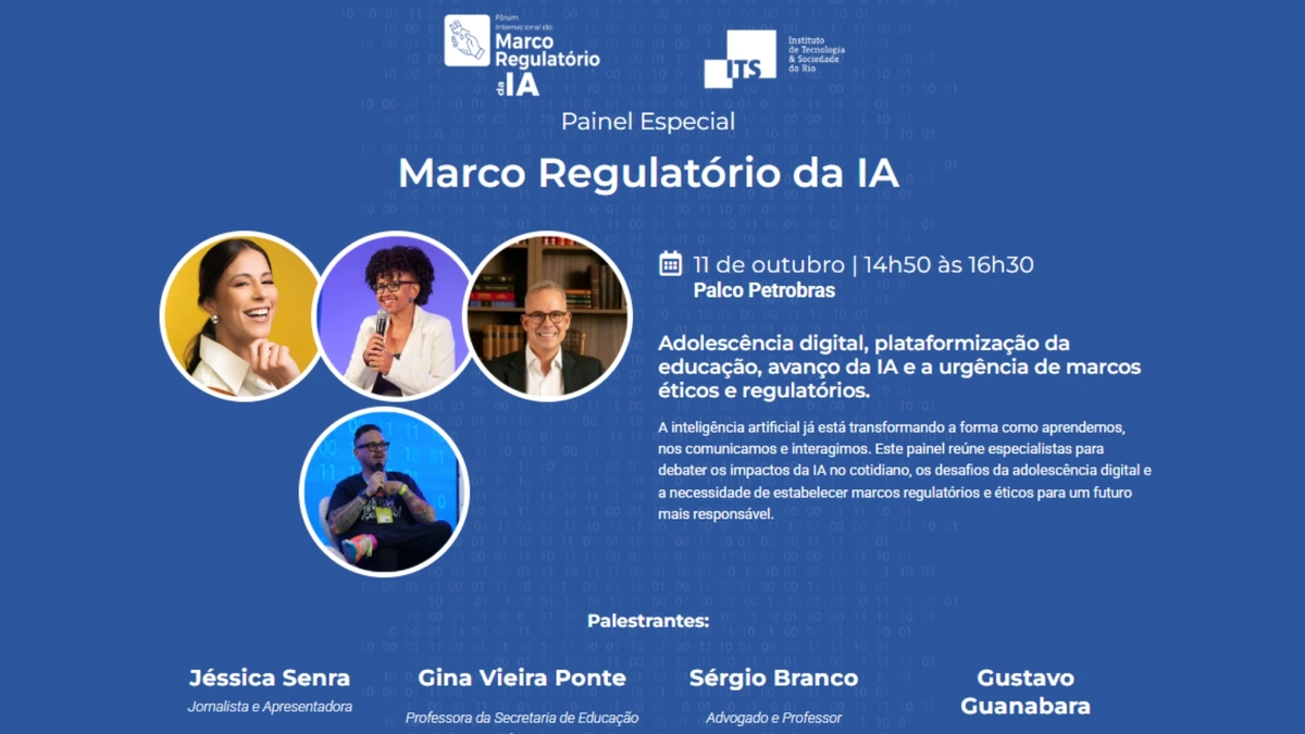 No sábado (11), o evento promove o Painel Especial “Marco Regulatório da IA”, das 14h50 às 16h30, no Palco Petrobras