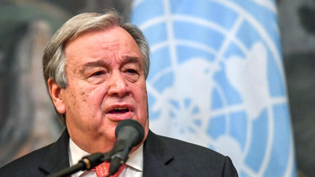 O secretário-geral das Nações Unidas, Antonio Guterres, durante uma coletiva de imprensa em Moscou, em 21 de junho de 2018