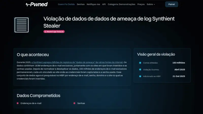 Sistema que processou 80 bilhões de credenciais foi doado ao site Have I Been Pwned