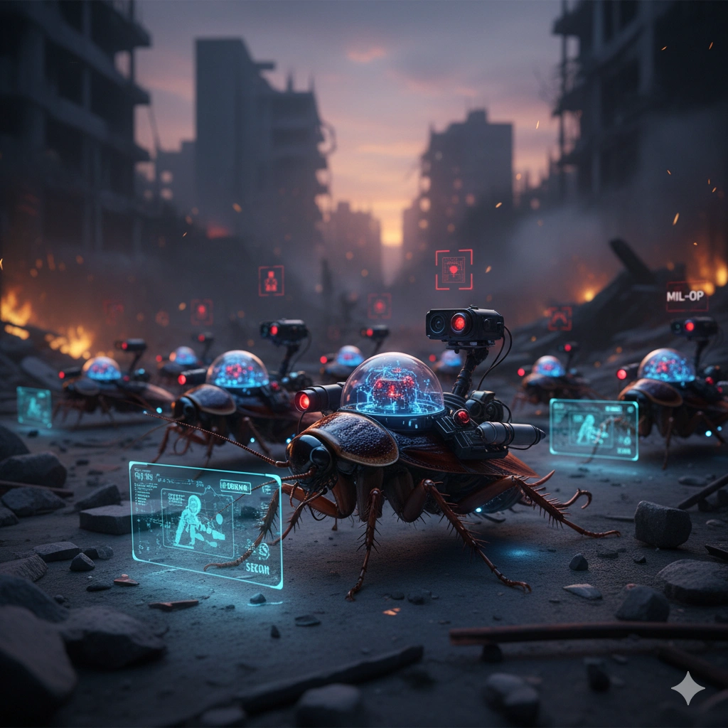 Alemanha desenvolve baratas equipadas com IA para missões de reconhecimento e espionagem