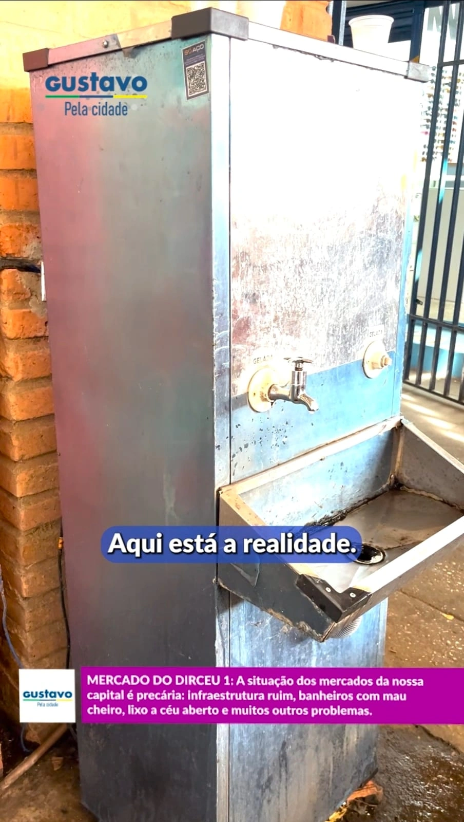 Bebedouro doado no Mercado do Dirceu I abandonado