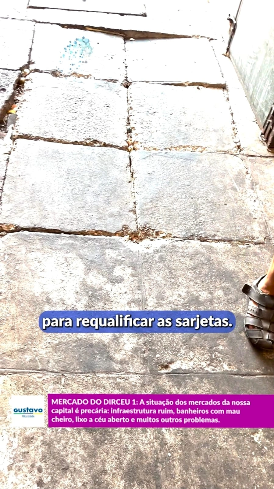 Calçada e passagem das águas servidas precisando de requalificação