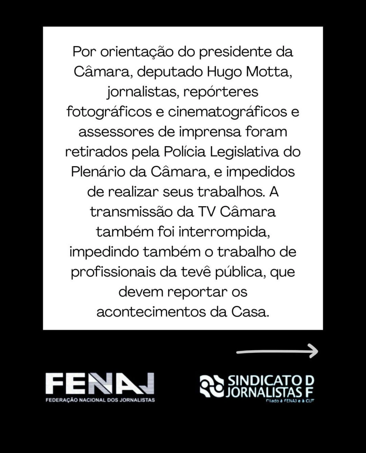FENAJ denuncia censura e agressões a jornalistas durante crise no plenário da Câmara dos Deputados