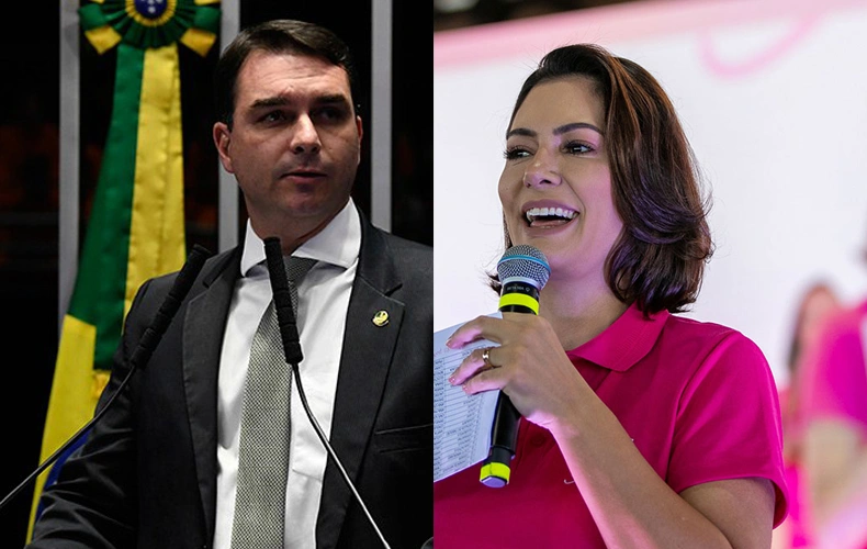 Flávio Bolsonaro e Michelle Bolsonaro