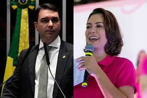 Flávio Bolsonaro e Michelle Bolsonaro (Foto: Agência senado e PL)