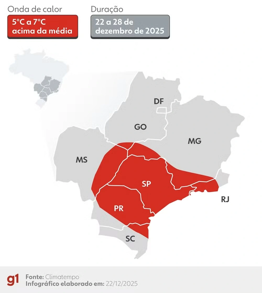 Mapa da onda de calor