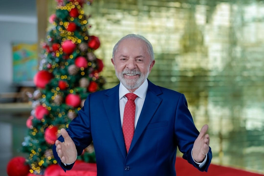 O presidente Lula durante pronunciamento de Natal 2025 na televisão