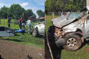 Caminhonete capota após pneu estourar e deixa três feridos em Esperantina (Foto: Reprodução)