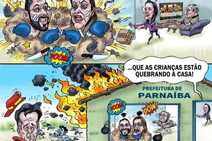 Parnaíba e as crianças (Foto: Moisés)