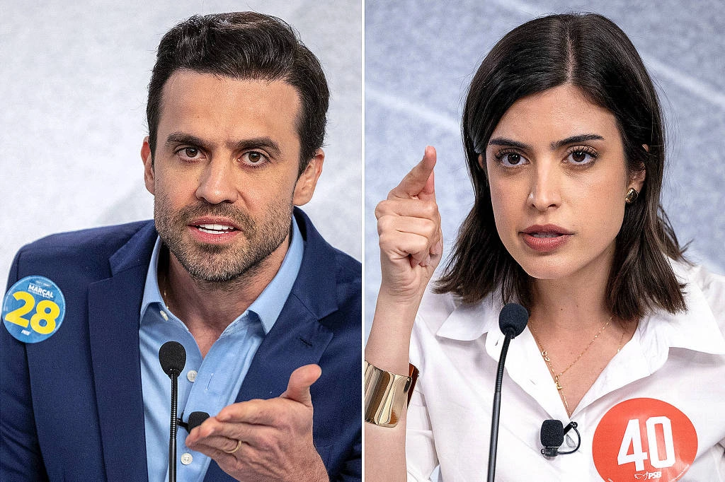Marçal e Tabata em debate 2024