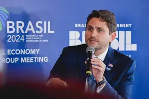 O ministro das Comunicações, Juscelino Filho, durante evento do G20 no Maranhão (Foto: Kayo Sousa - 11.jun.24/Ministério das Comunicações)