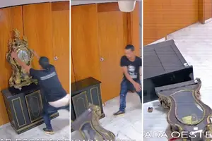 Antônio Claudio Alves Ferreira derrubou o relógio que estava no terceiro andar do Palácio do Planalto durante os atos golpistas (Foto: Reprodução)