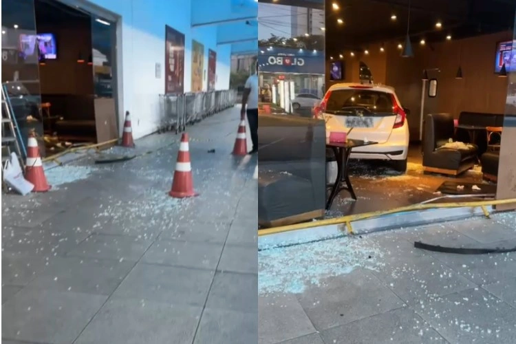 Carro invade supermercado