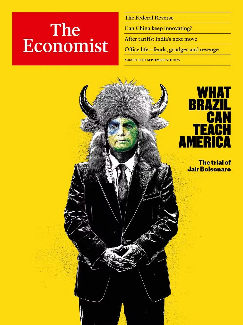 Ex-presidente Jair Bolsonaro na capa da revista “The Economist”