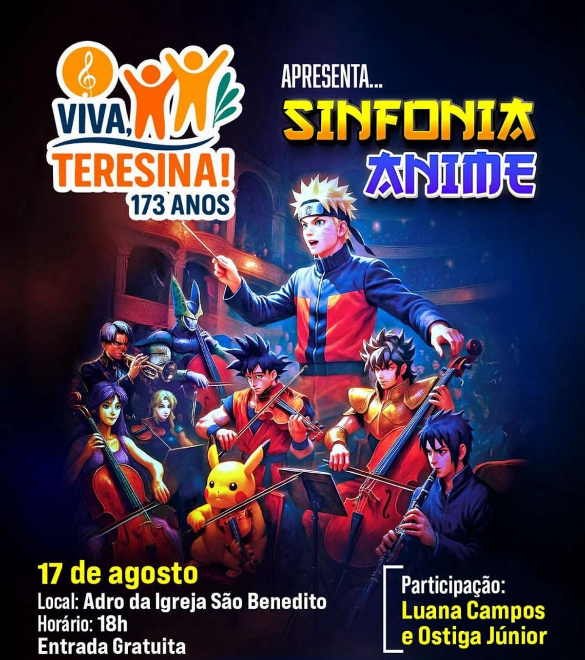 No palco, a orquestra trará versões sinfônicas de trilhas sonoras marcantes dos animes que atravessaram gerações e conquistaram milhões de admiradores ao redor do mundo.