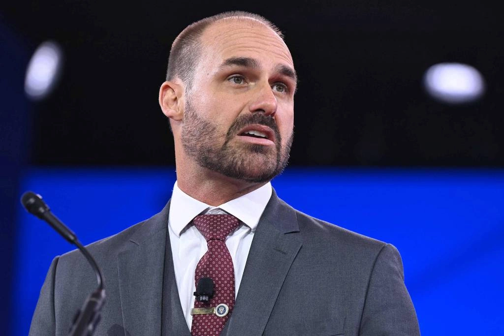 Eduardo Bolsonaro discursa na CPAC (Conservative Political Action Conference) nos EUA, em fevereiro de 2025