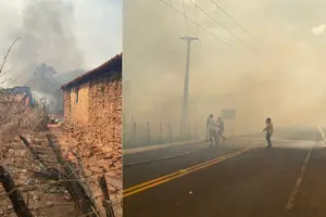 Incêndio florestal atingiu a cidade de Aroazes (Foto: Foto montagem)
