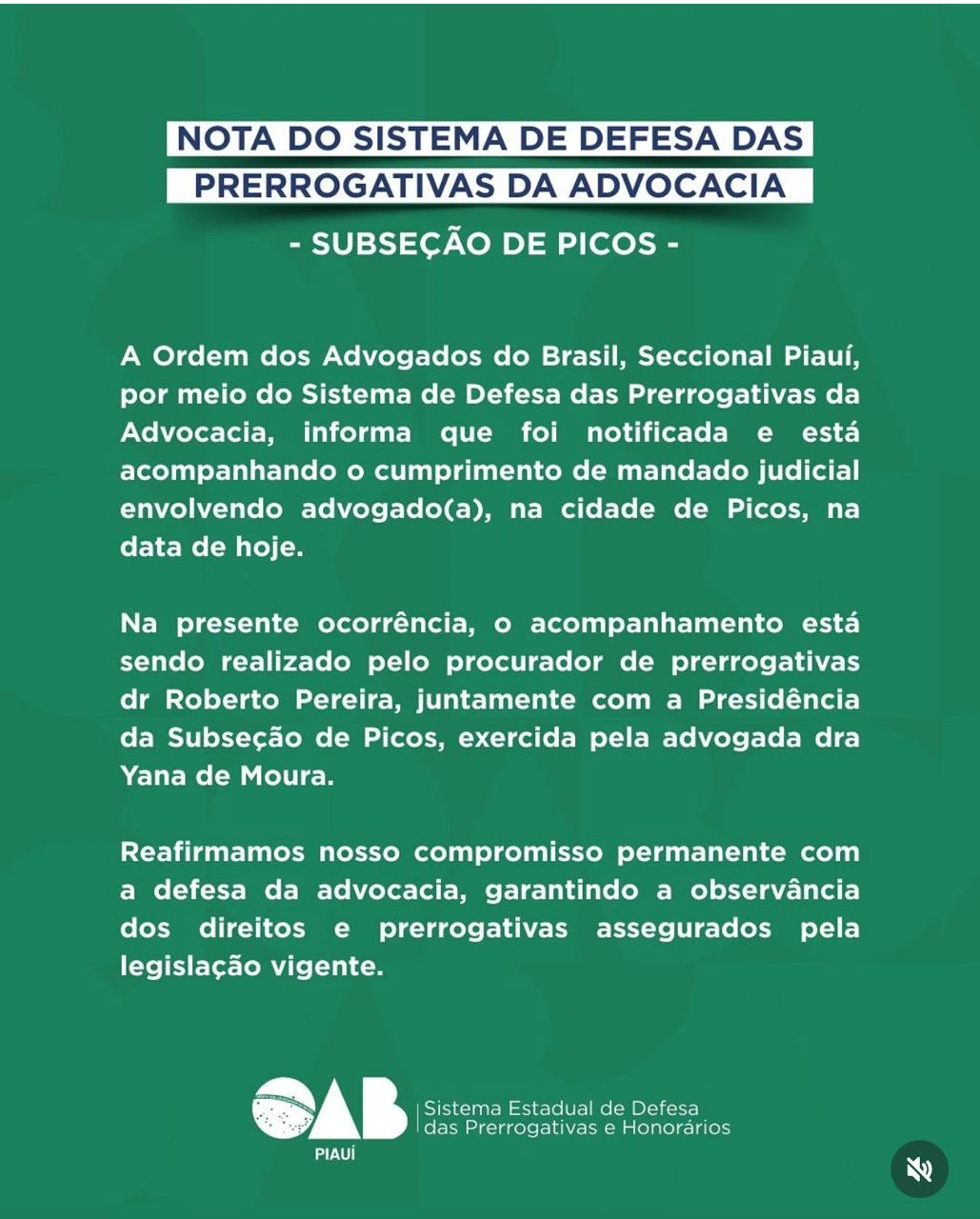 Nota da Subseção de Picos