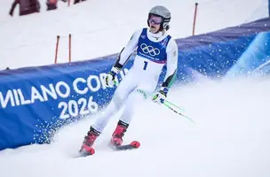 Lucas Pinheiro Braathen durante a prova do slalom gigante (Foto: Rafael Bello/COB)