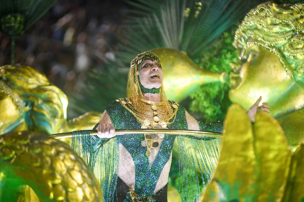 O cantor Ney Matogrosso durante o desfile da Imperatriz Leopoldinense