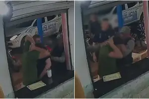 O empresário Edson Carvalho, dono de uma hamburgueria é agredido por policiais militares em Luzilândia (Foto: Reprodução)