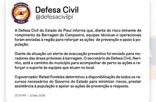 Alerta sobre risco de uma Barragem se romper (Foto: Defesa Civil)