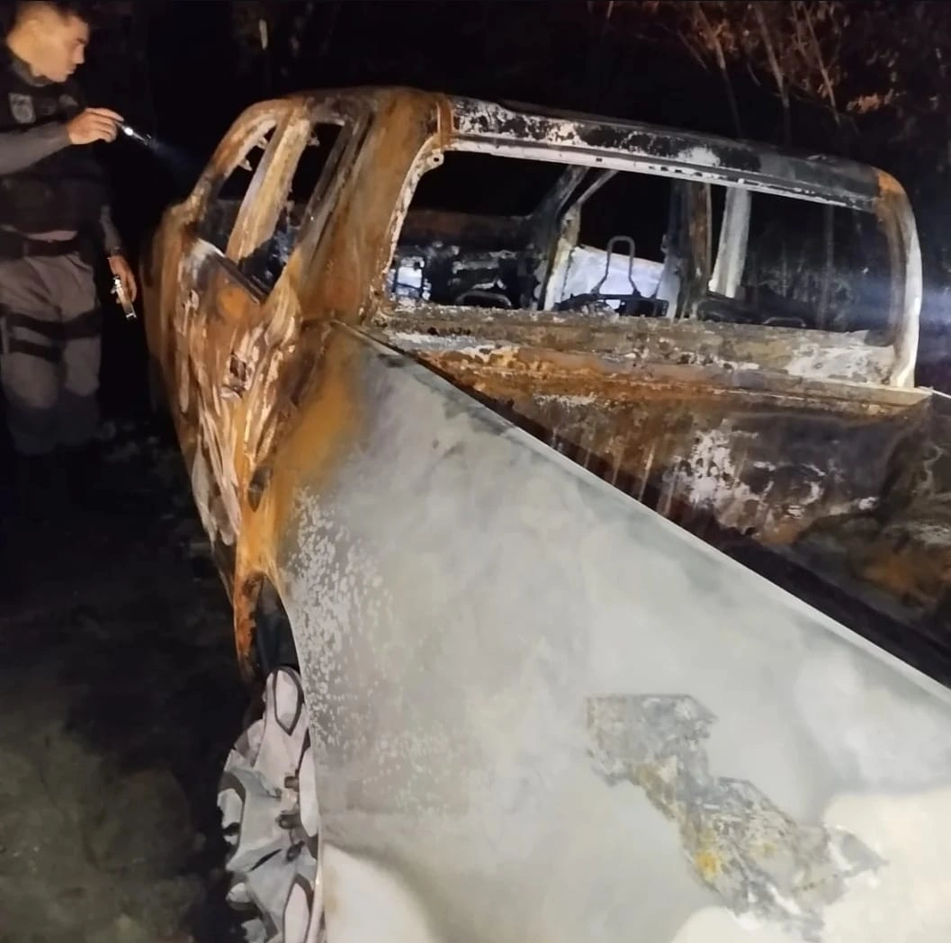 Caminhonete do empresário piauiense Macílio Salles Brito incendiado