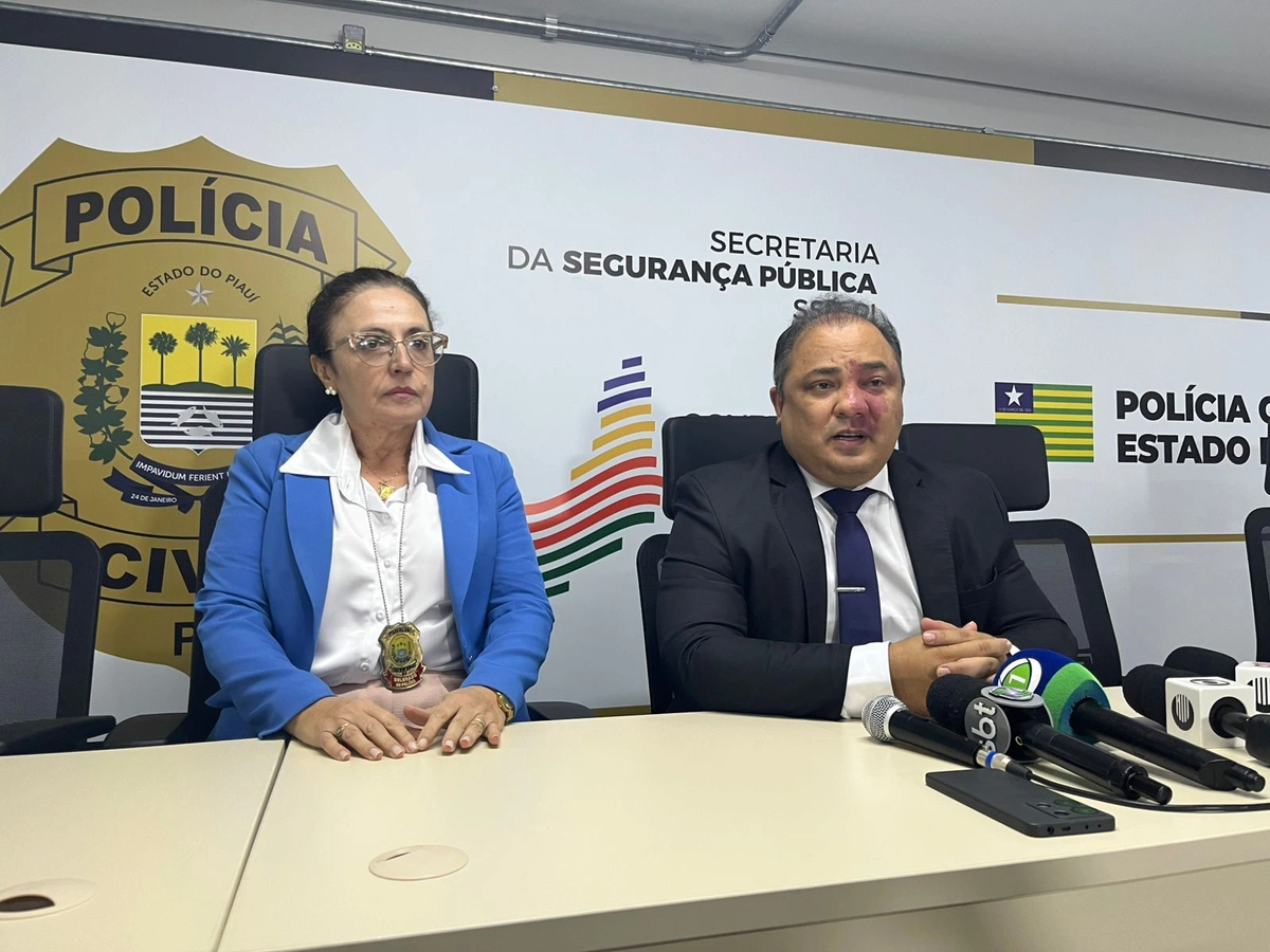 Delegada Adriana Xavier, delegada geral adjunta e o delegado-geral Lucci Keiko da Polícia Civil do Piauí
