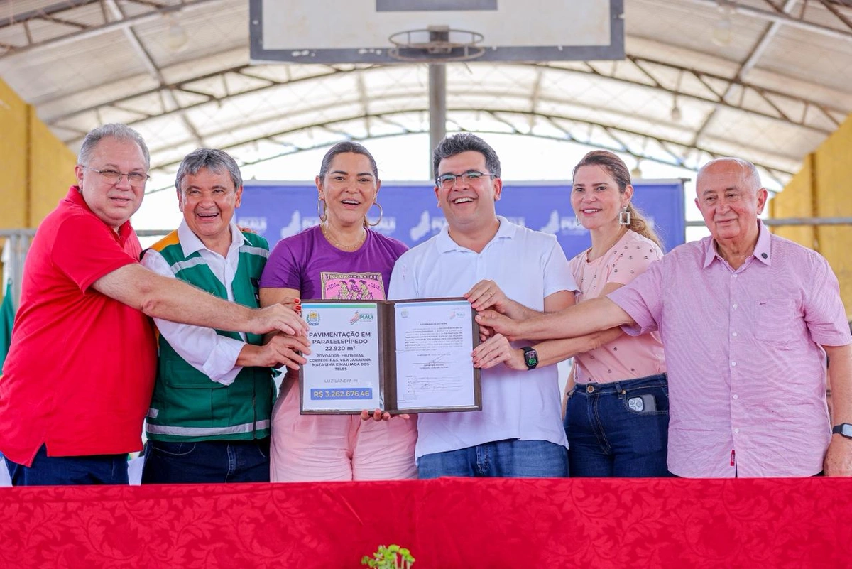 Deputado Florentino, Ministro Wellington Dias, Deputada Janaína, Governador Rafael Fonteles, Prefeita de Luzilândia Fernanda Marques