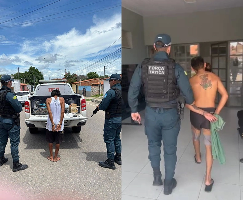 Dois homens foram presos na manhã deste domingo (29) suspeitos de envolvimento com o tráfico de drogas e posse de material ilegal no bairro Frei Higino, em Parnaíba