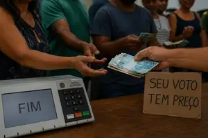 Compra de voto com uma urna eleitoral próxima (Foto: Revista40graus)