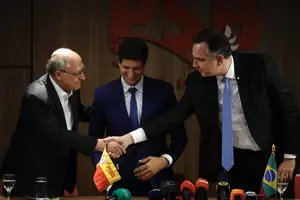 Geraldo Alckimin, João campos e Rodrigo Pacheco (Foto: Pedro Ladeira)