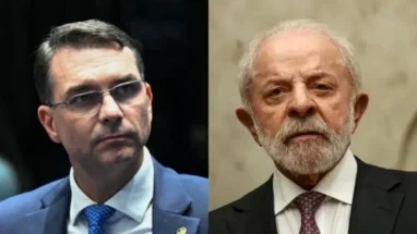 O senador Flávio Bolsonaro e o presidente Luiz Inácio Lula da Silva