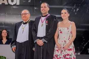 Presidente do TJ-PI Aderson Nogueira com Mário Basílio (Foto: Gabriel Paulino)