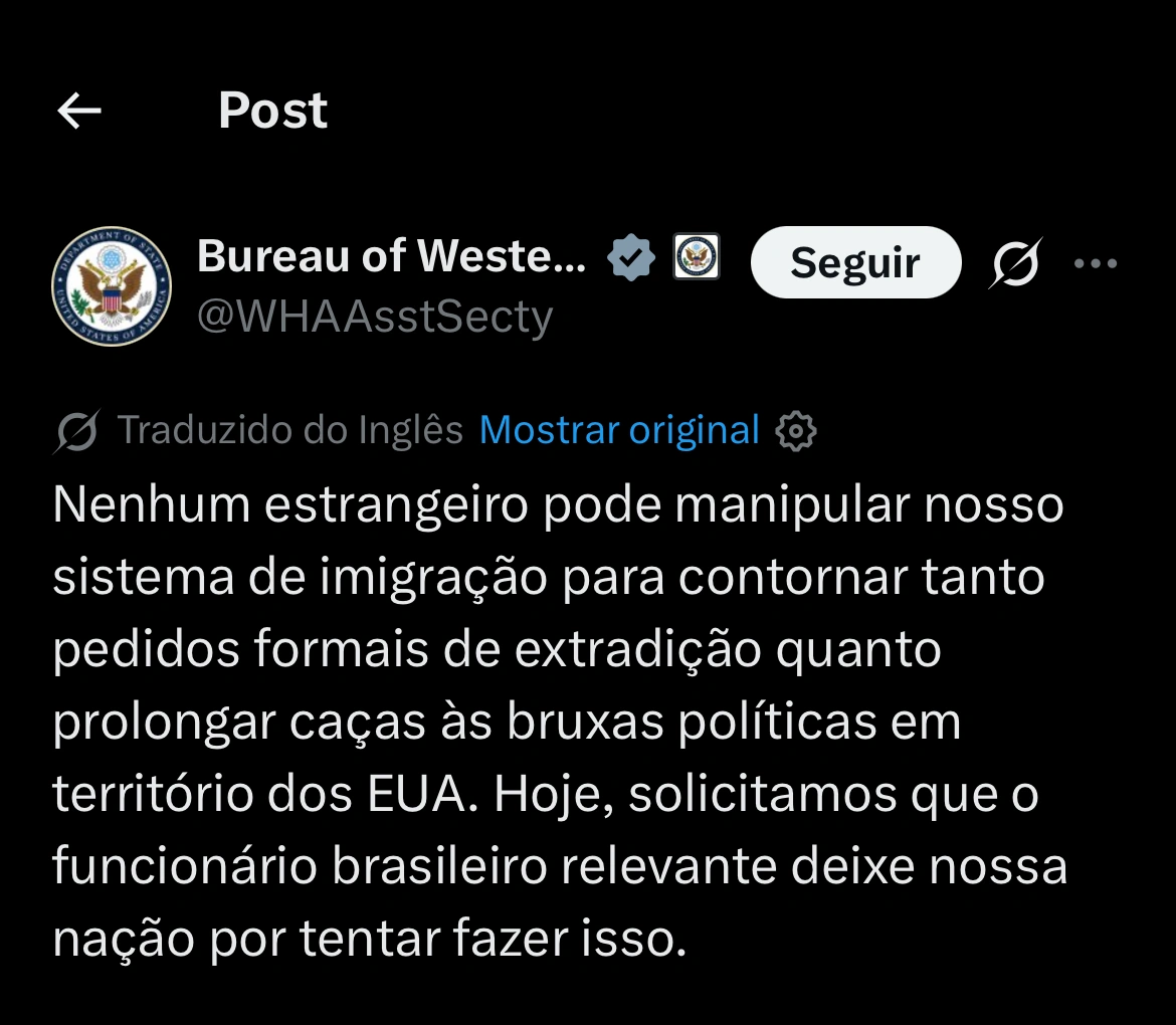 Publicação do Escritório para Assuntos do Hemisfério Ocidental do governo norte-americano