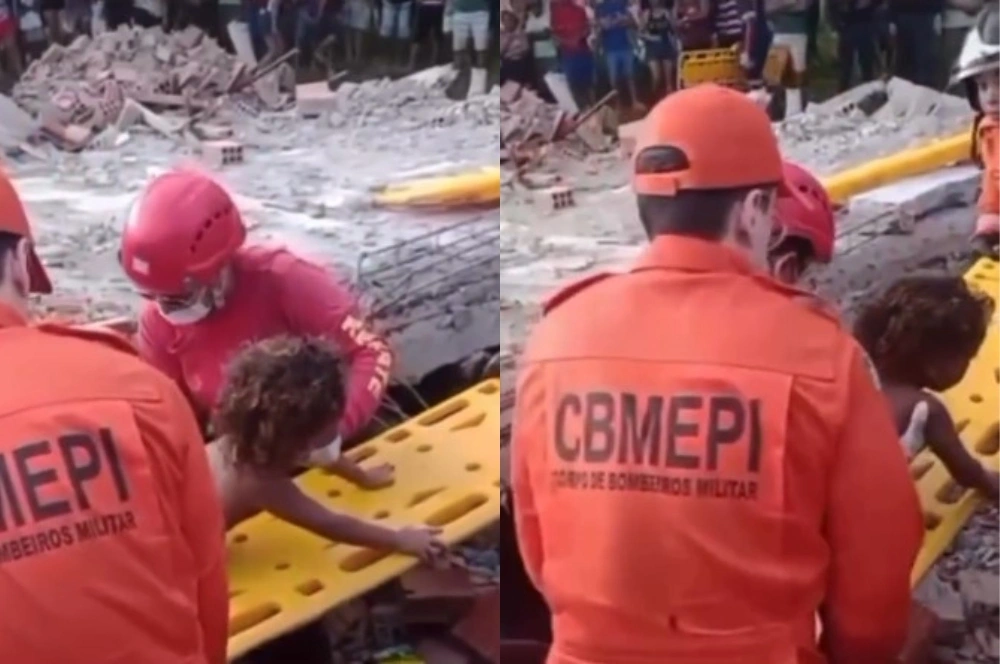 Vídeo mostra criança sendo resgatada com vida após desabamento de casa em Barras