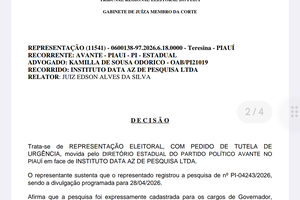 Decisão em desfavor do Instituto Data AZ (Foto: TRE-PI)