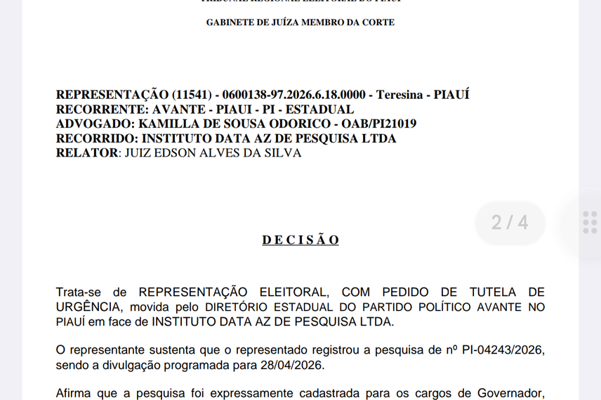 Decisão em desfavor do Instituto Data AZ