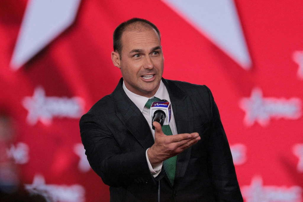 O ex-deputado federal Eduardo Bolsonaro na conferência conservadora Cpac