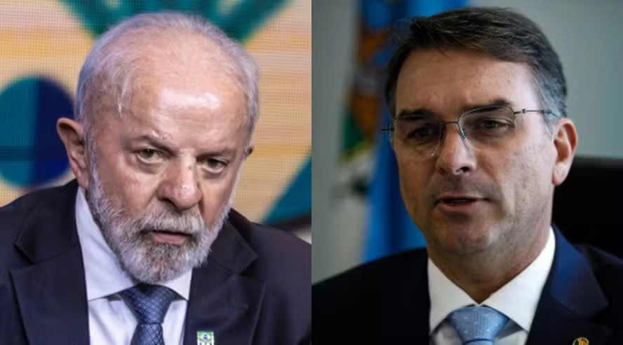 O presidente Lula e o senador Flávio Bolsonaro