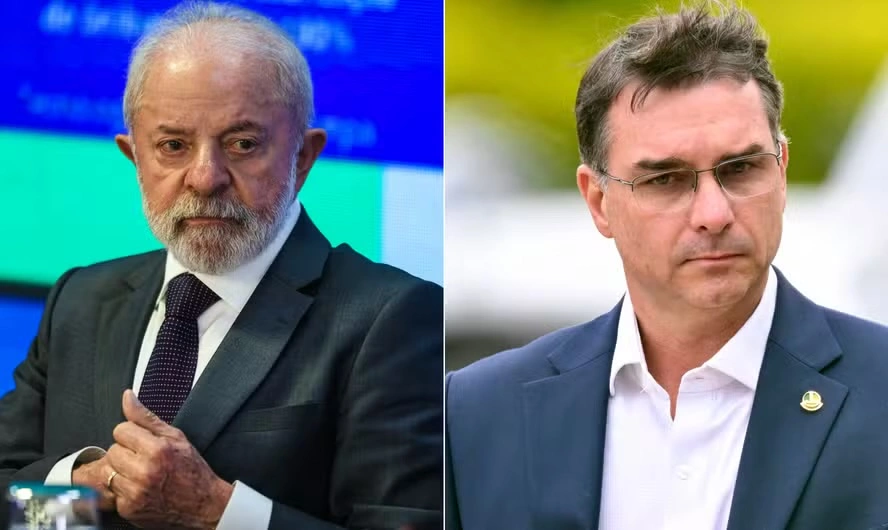 O presidente da República, Luiz Inácio Lula da Silva, e o senador Flávio Bolsonaro