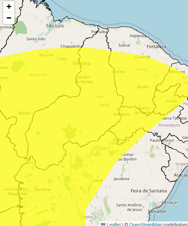Cidades piauienses sob alerta amarelo de perigo potencial para baixa umidade