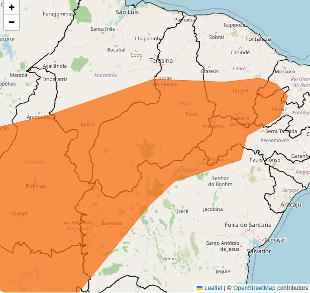 Cidades piauienses sob alerta laranja de perigo potencial para baixa umidade