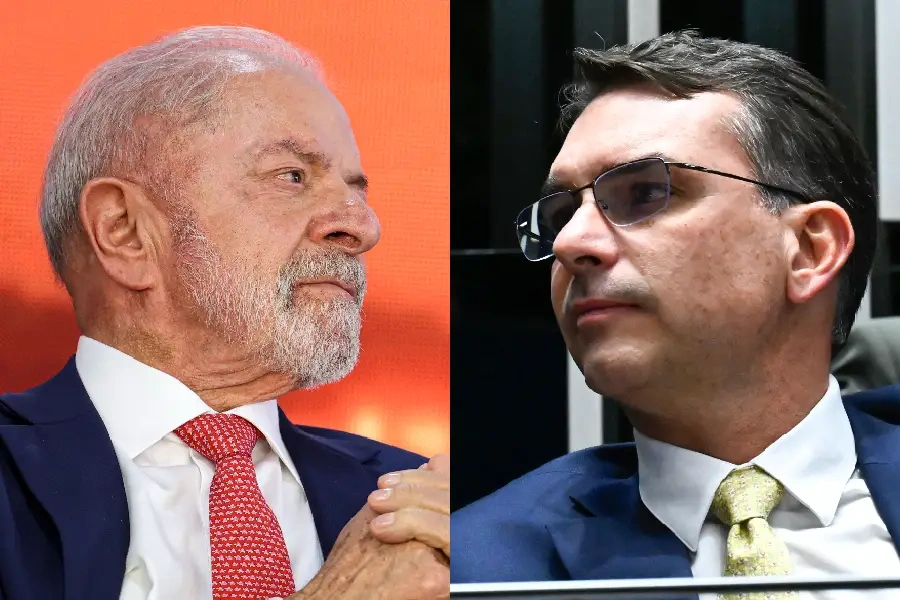 O presidente da República, Luiz Inácio Lula da Silva, e o senador Flávio Bolsonaro