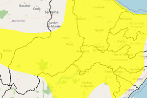Cidades piauienses sob alerta amarelo de perigo potencial de vendaval (Foto: Reprodução | Inmet)