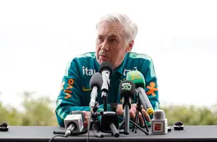 Carlo Ancelotti durante entrevista coletiva pela Seleção em Townsville, antes do primeiro amistoso com a Austrália na Super Data FIFA (Foto: Rafael Ribeiro/CBF)