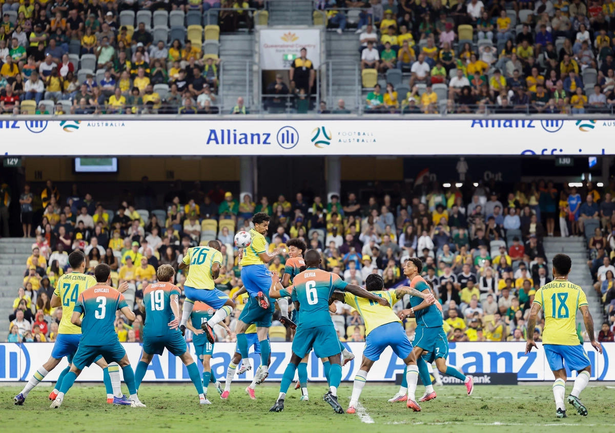 O atacante Rayan marcou de cabeça o gol de empate da Seleção Brasileira contra a Austrália